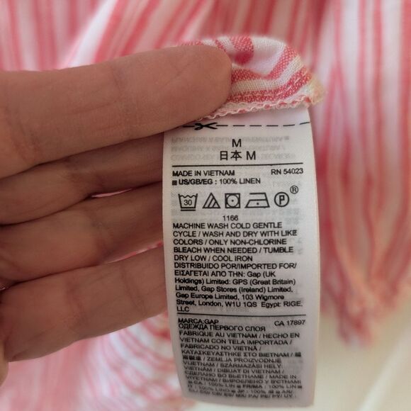 Gap Cold-Shoulder Stripe Linen Top Blouse Red White Nautical Size Medium - Picture 7 of 7